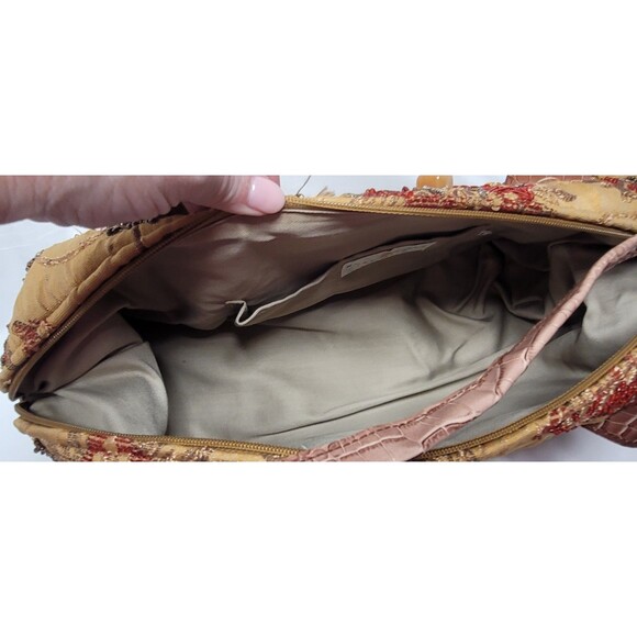Mary Frances Embellished Large Beaded Handbag- Gold Brown Red Holiday RARE - Picture 8 of 8